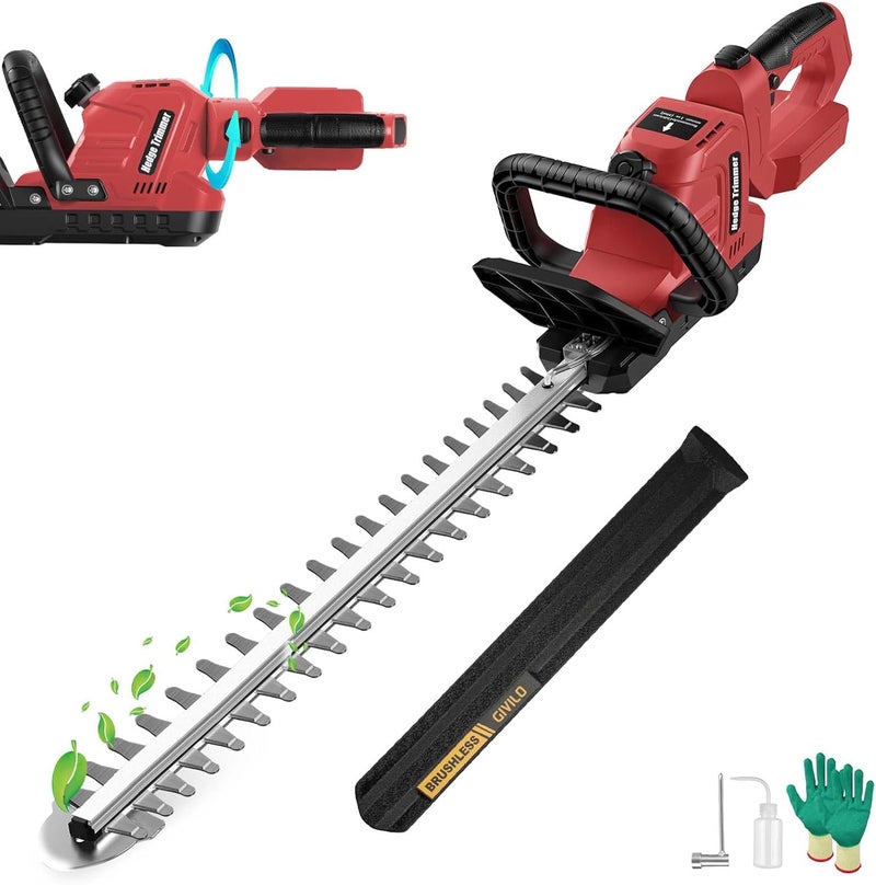 Givilo Hedge Trimmer Cordless Compatible with Milwaukee M18 Battery, 22-Inch Battery Hedge Trimmer, Brushless Bush Trimmer, 2/3'' Cutting Capacity, Lightweight & Rotatable Handle(No Battery) - Image 1